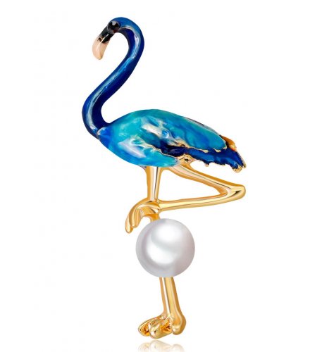 SB164 - Oil flamingo pearl brooch